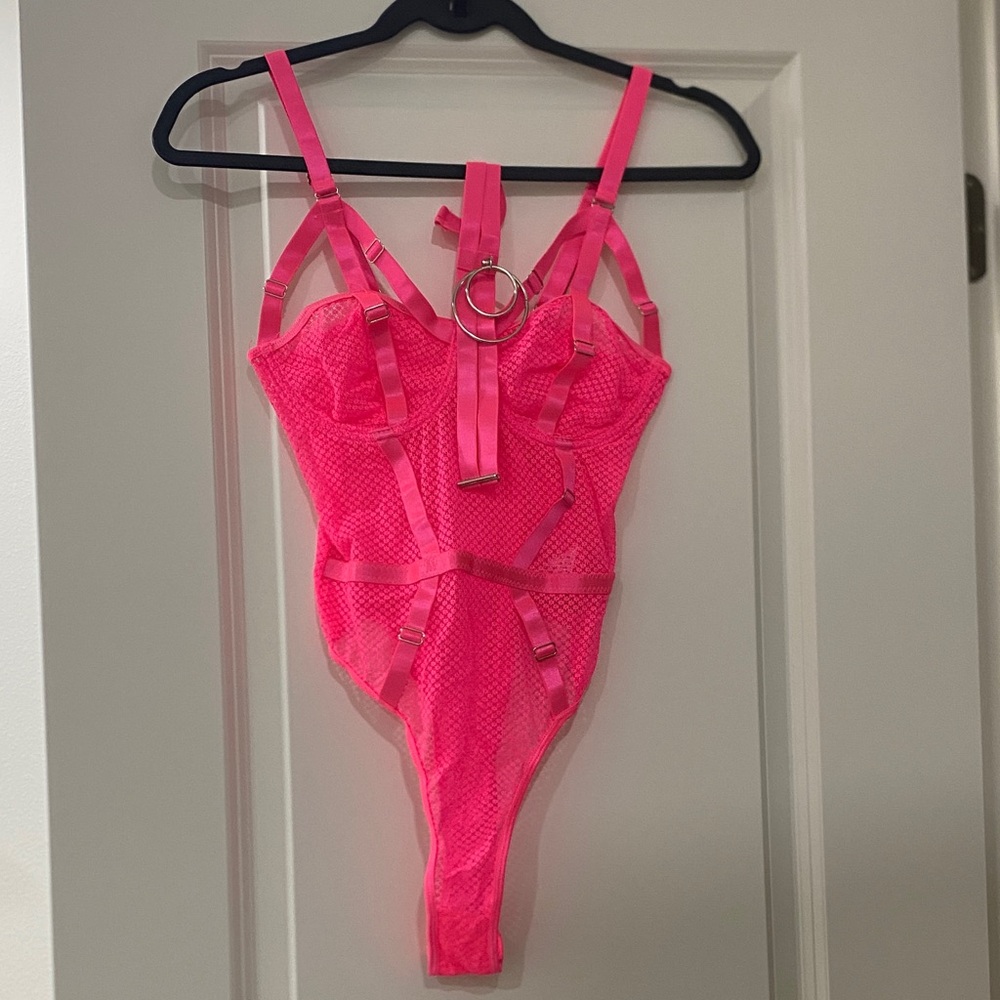 Neon Pink Strappy Bodysuit